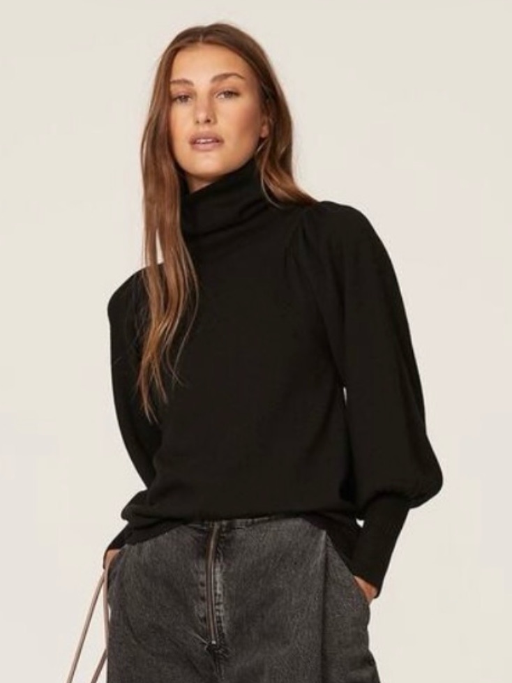 Apiece Apart Black Zip-Front Women’s Long Sleeve Top